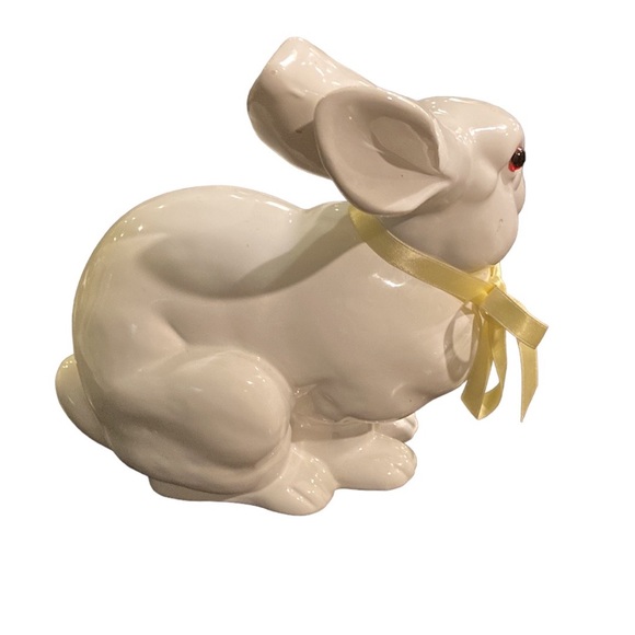 Dept 56 White Glass Rabbit with Red Eyes. Easter - Picture 3 of 7
